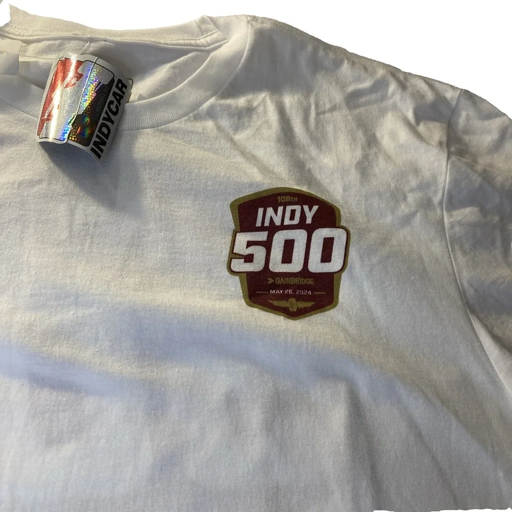 Indy 500 T-Shirt 108th Running Event Men's Size Large White New w/ Tags Nascar - Picture 1 of 5